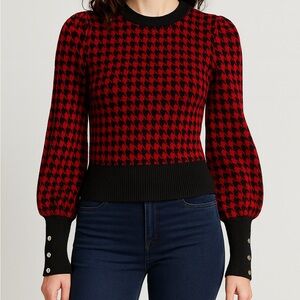 Calvin Klein Red and Black‎ Patterned Sweater
